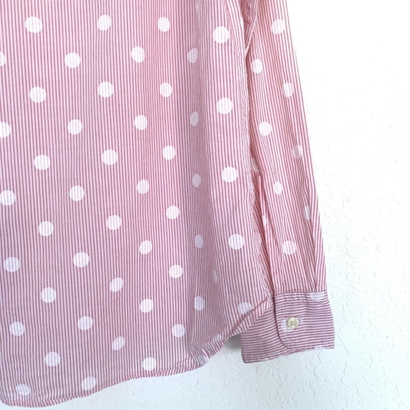 Gap Polka Dot Stripe Boyfriend Button Down Shirt - Picture 8 of 8